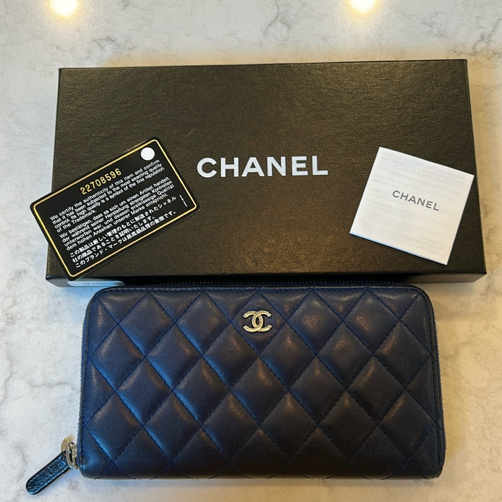 CHANEL Midnight Blue Quilted Wallet